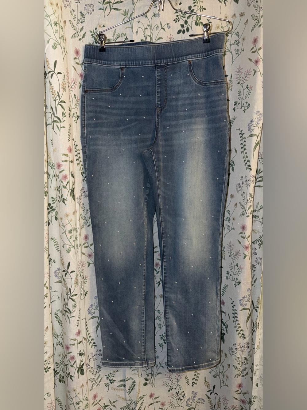Lane Bryant Light Denim Straight Jeans embellished with Pearl Dots